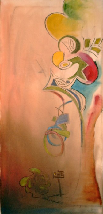 Träd - 2002, oil on canvas, 27 x 100 cm.
